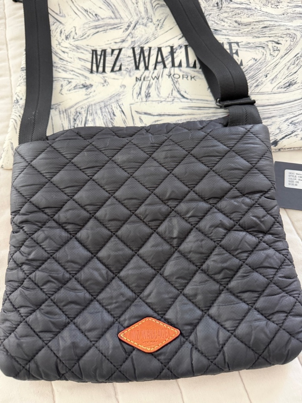 MZ Wallace Metro Flat Xbody Black Quilted Messenger Crossbody - Picture 3 of 12